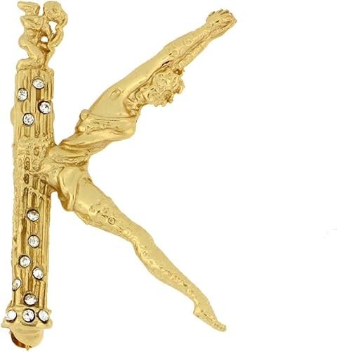 ERTE’ MIIXD METALS GOLD PLATED “K” BROOCH/PIN PENDANT 1. 1/4 X 1″