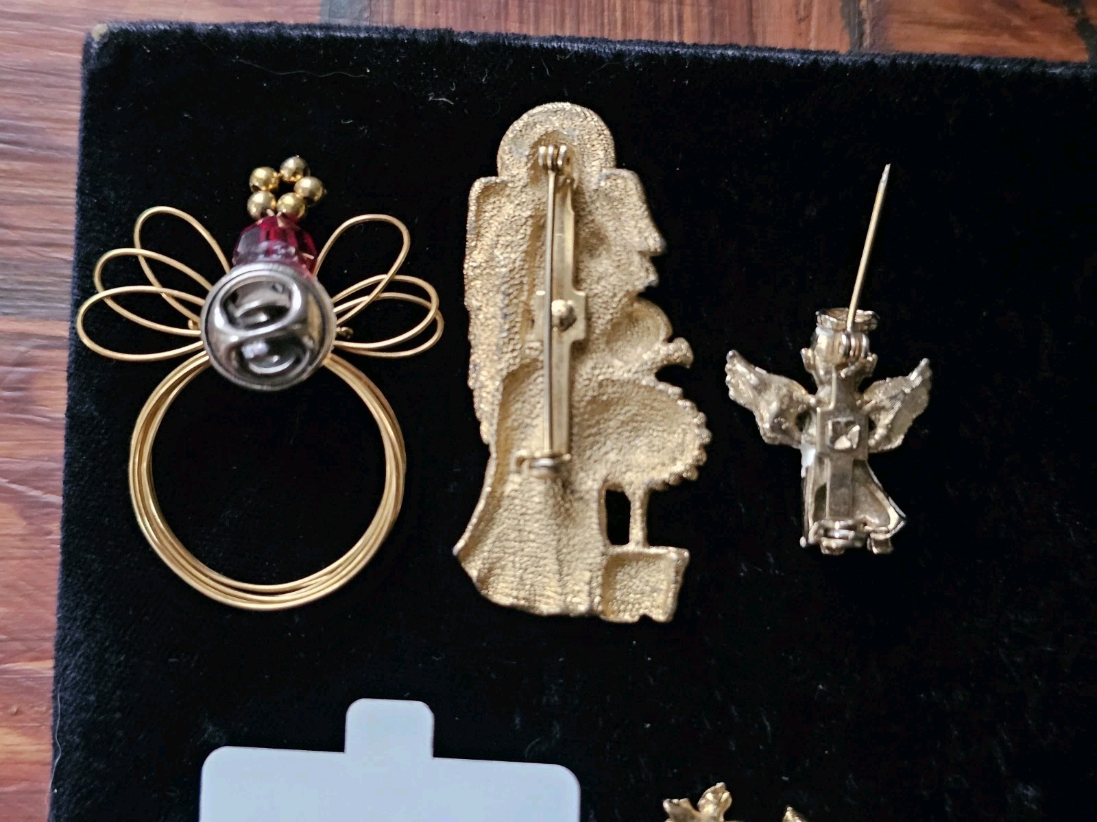 Lot Of 6 Guardian Angel Gold Tone Brooch/Pins Lapel Scatter 1 Nos Vtg/Mod Mix